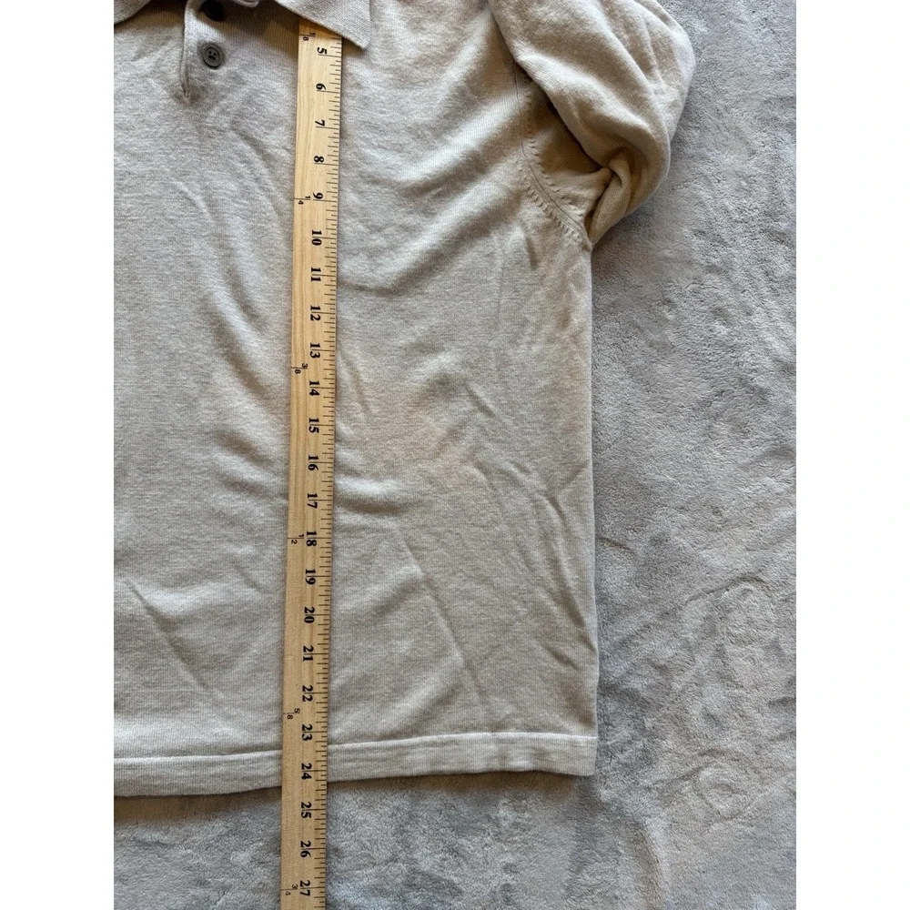 Banana Republic Extra Fine Italian Merino Wool Polo Sweater Men's L Beige